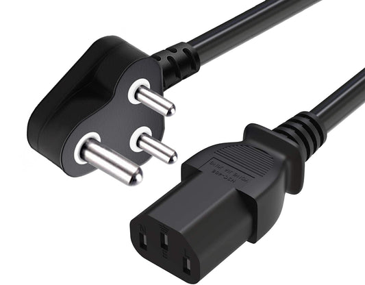 1.2M Black power cable, Monitor and Desktop SMPS cord, Durable PVC Generic 3-pin Power Cord compatible with All CPUs