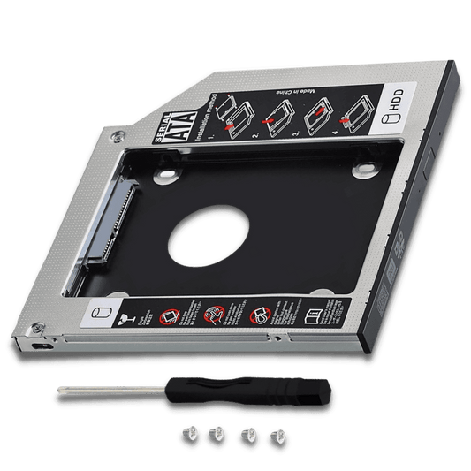 Metal Laptop Hard Drive Caddy for easy installation of 2nd HDD or SSD in CD/DVD Drive Slot, SATA pin type