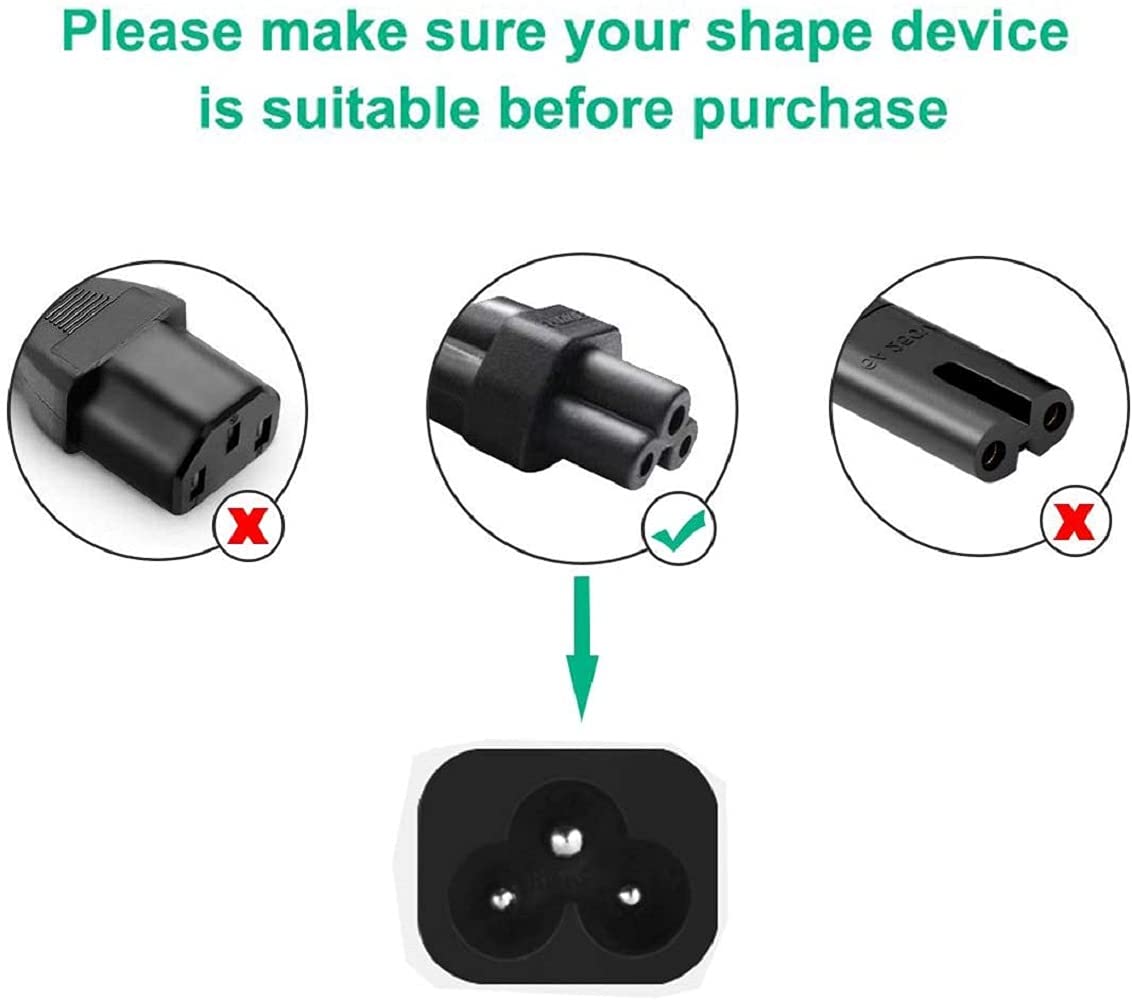 Generic 1.8 Meter black PVC Power Cable for Laptop Chargers, 2-pin connection, durable and comes in a box packaging