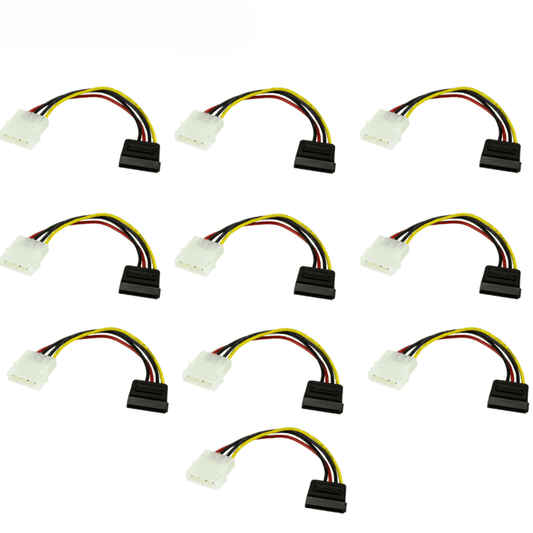 Pack of 10, 4 Pin Molex to SATA Power Cable Adapters compatible with Internal Hard Disk Drive