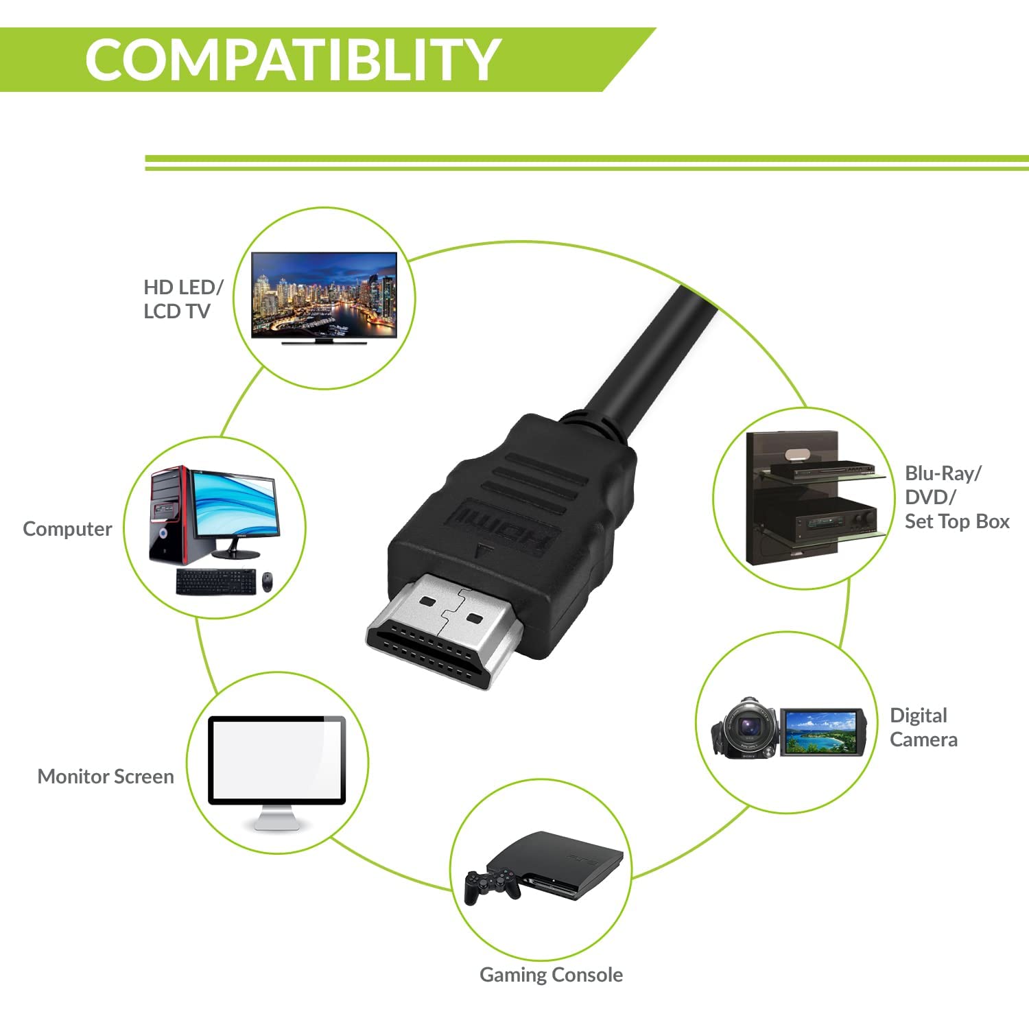 Black 1.4V High-speed HDMI to HDMI cable, 1.5 meters length, compatible with TV, Projector, Laptop, Monitor, Ethernet and 3D enabled, made of PVC material