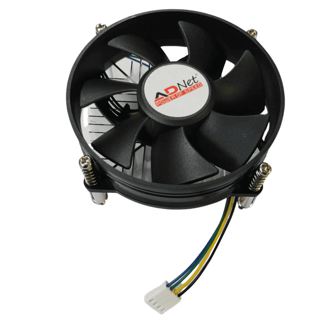 Standard size CPU cooling fan with aluminum heatsink for efficient cooling, compatible with LGA 775 socket and i3, i5, i7 CPUs