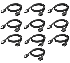 10-Pack SATA 3.0 Data Cables 6.0 GBPS with Locking Latch for HDD and SSD