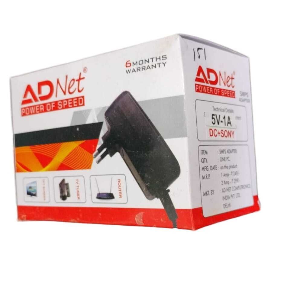 Compact black Generic DC Power Adapter, 5V 1A Charger with DC Pin, compatible to various boards and routers, ensuring efficient charging and stable power output.