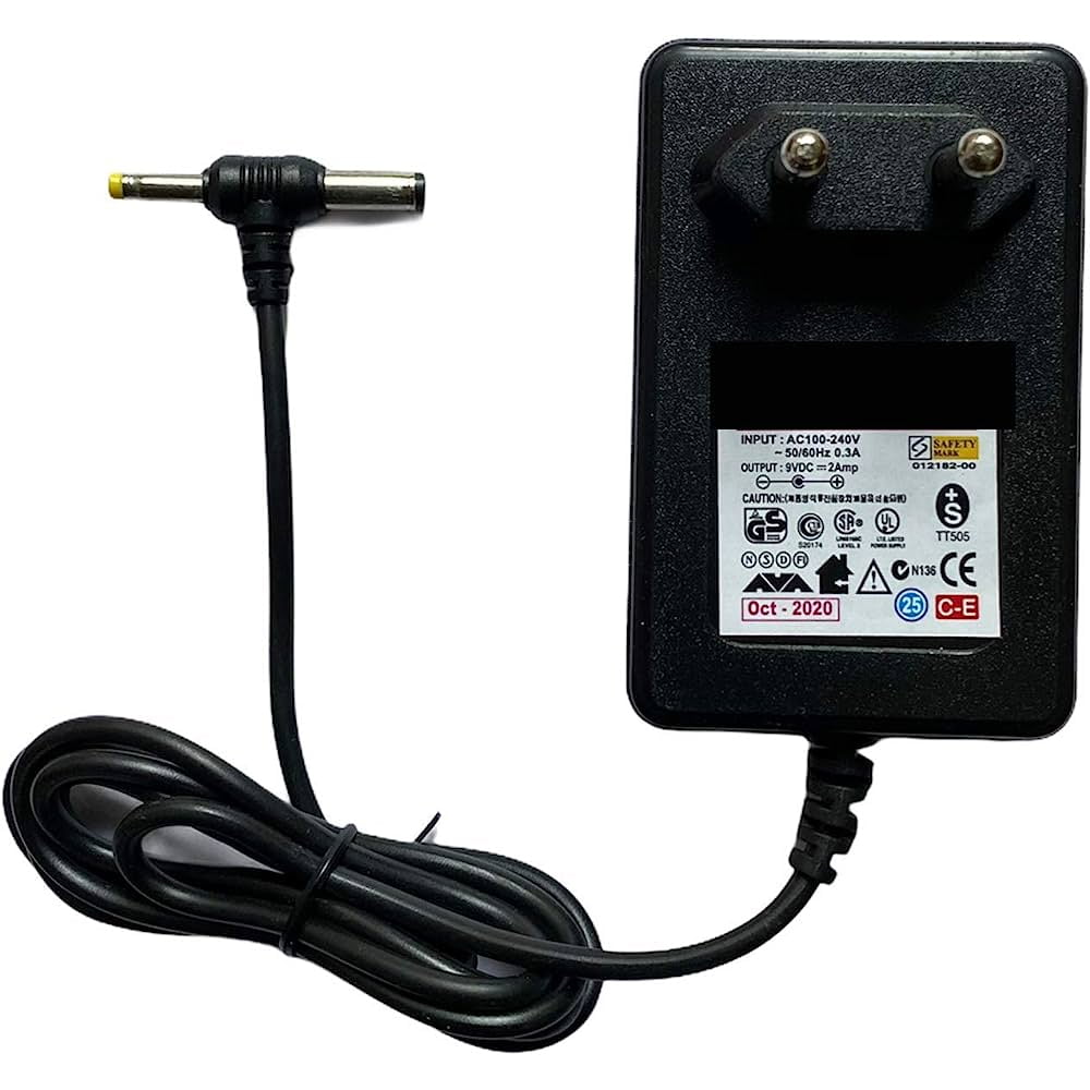 Black compact Generic 9V 2A DC Power Adapter with DC Pin connection for efficient charging of Boards and Routers.