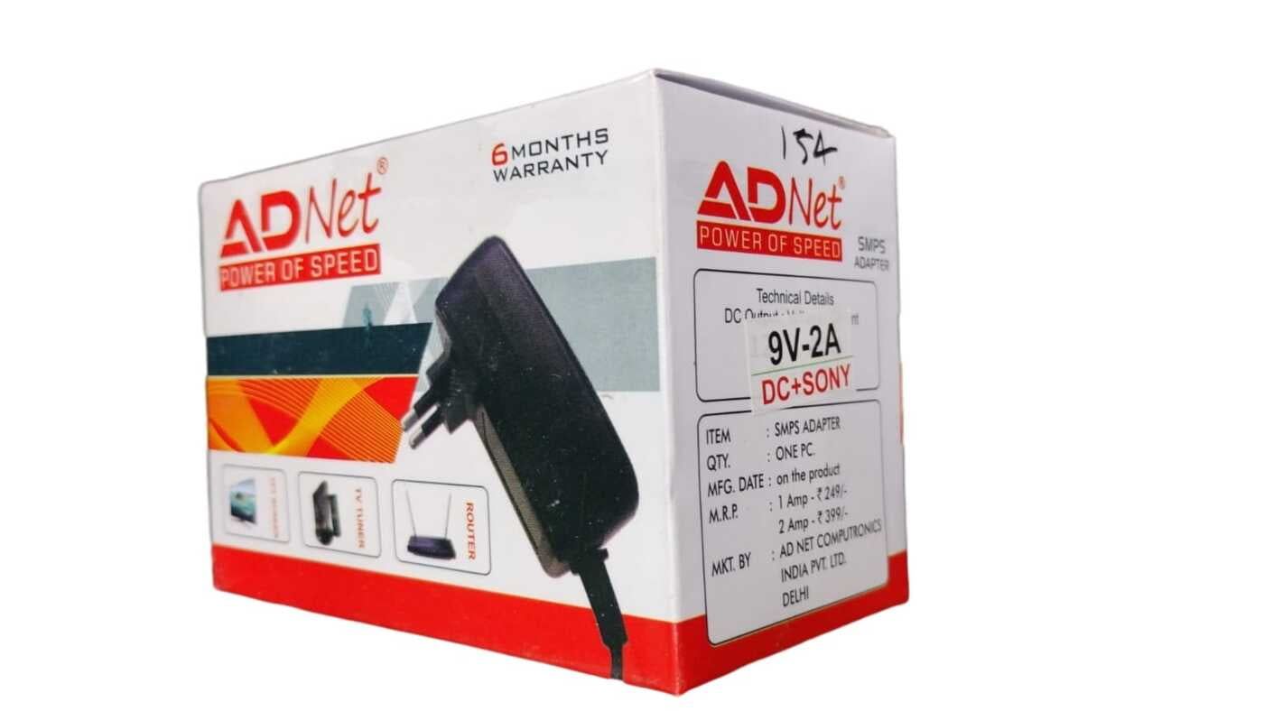 Black compact Generic 9V 2A DC Power Adapter with DC Pin connection for efficient charging of Boards and Routers.