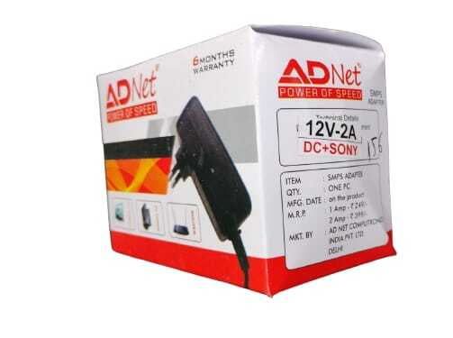 Compact black Generic DC Power Adapter, a 12V 2A Charger with DC Pin for efficient charging of boards and routers.