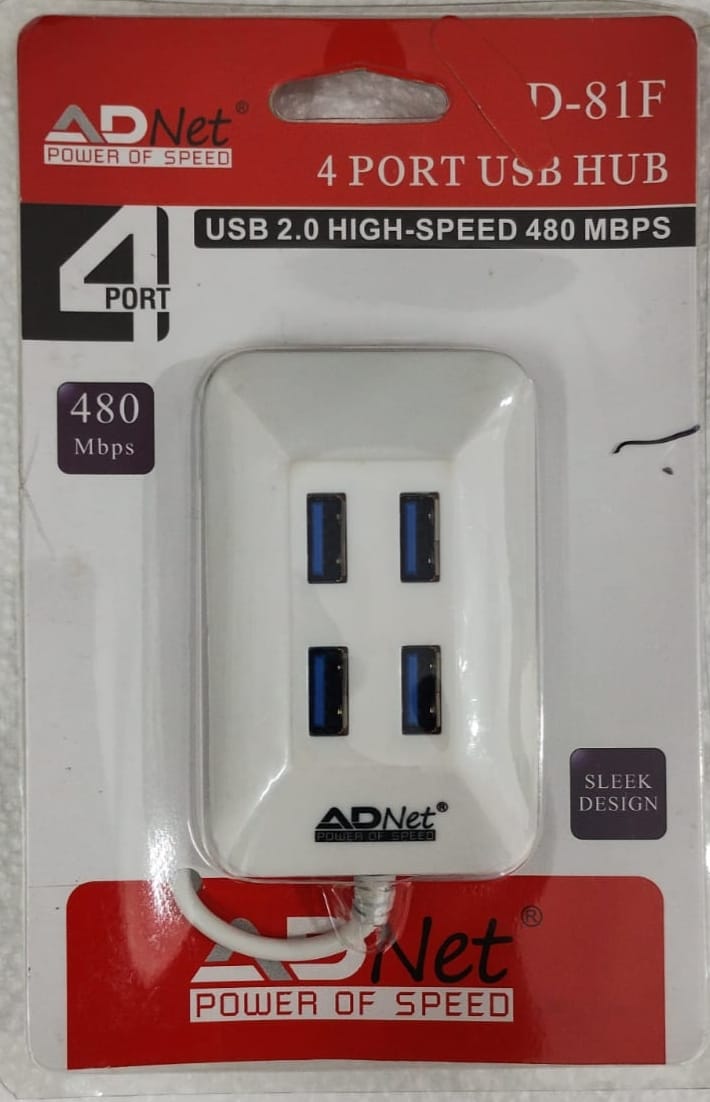 4 port high-speed USB 2.0 hub, 480 Mbps multi-port data transfer, compatible with USB devices