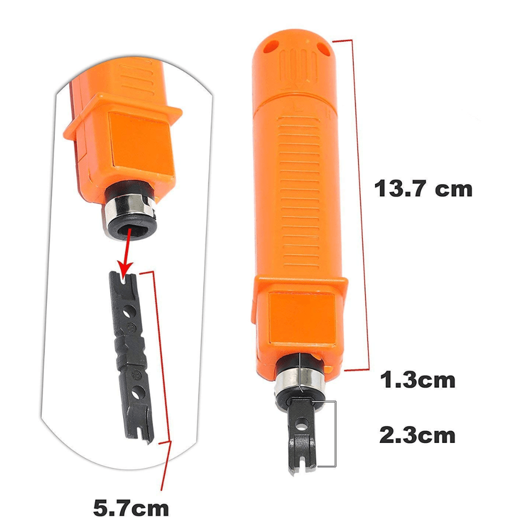 Impact Punching Tool HT-314B, a durable metal network cable punch down and wire cutter tool for CAT5E, CAT6, RJ45, and RJ11 cables