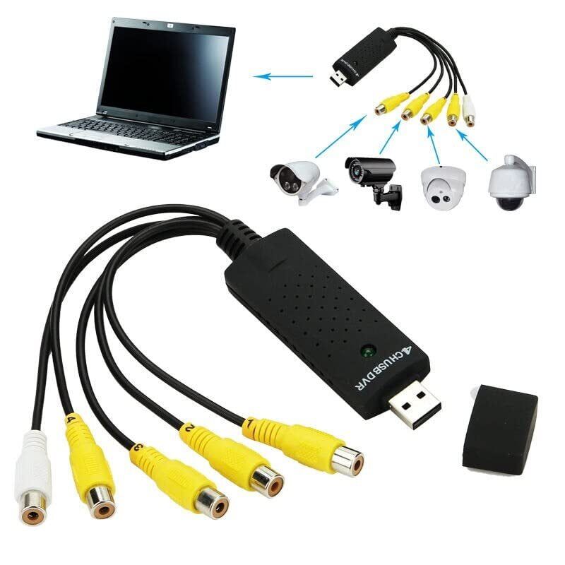 USB 2.0 4 Channel DVR system, compatible with Windows 7, made of plastic for CCTV surveillance, featuring easy plug and play