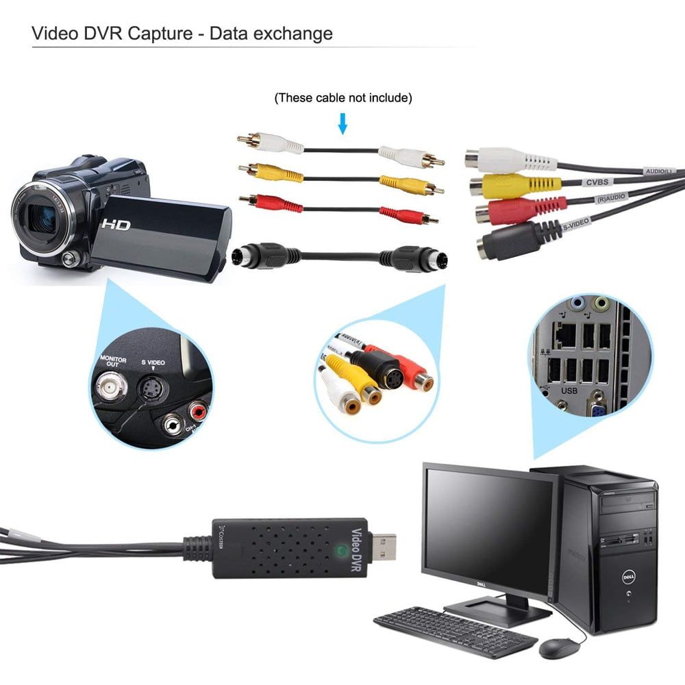 USB 2.0 video capture device with high quality audio and video for PC and laptop, part of CCTV collection, easy to use