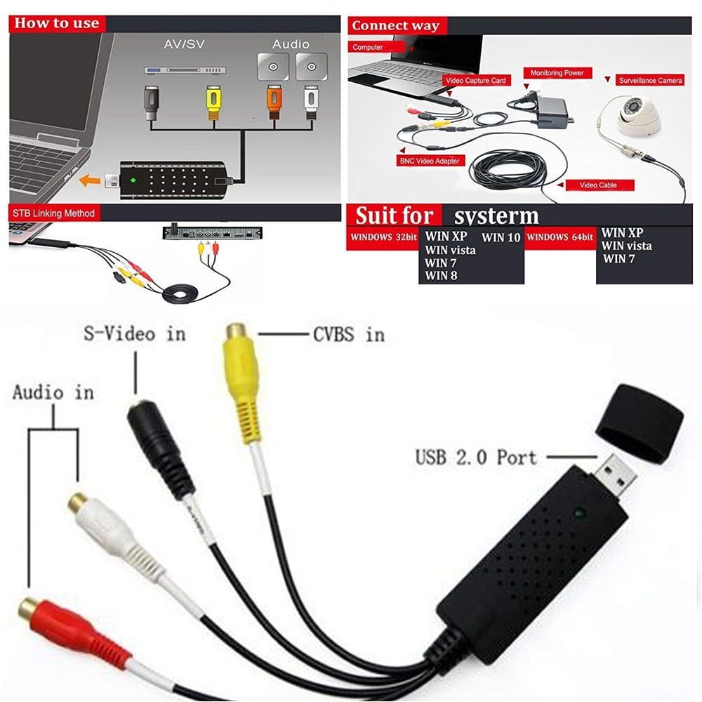 USB 2.0 video capture device with high quality audio and video for PC and laptop, part of CCTV collection, easy to use