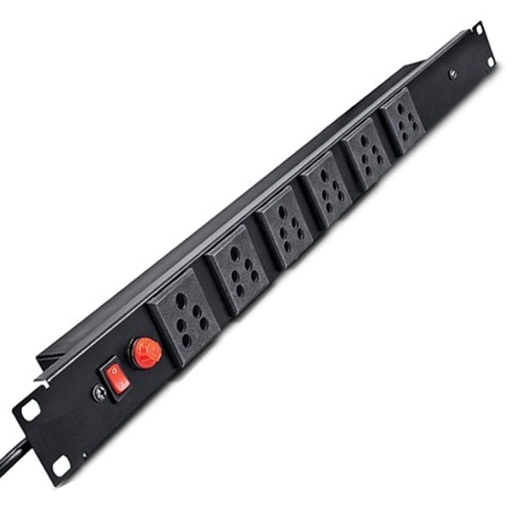 6 socket power distribution unit made from durable metal, equipped with surge protection perfect for CCTV rack extension