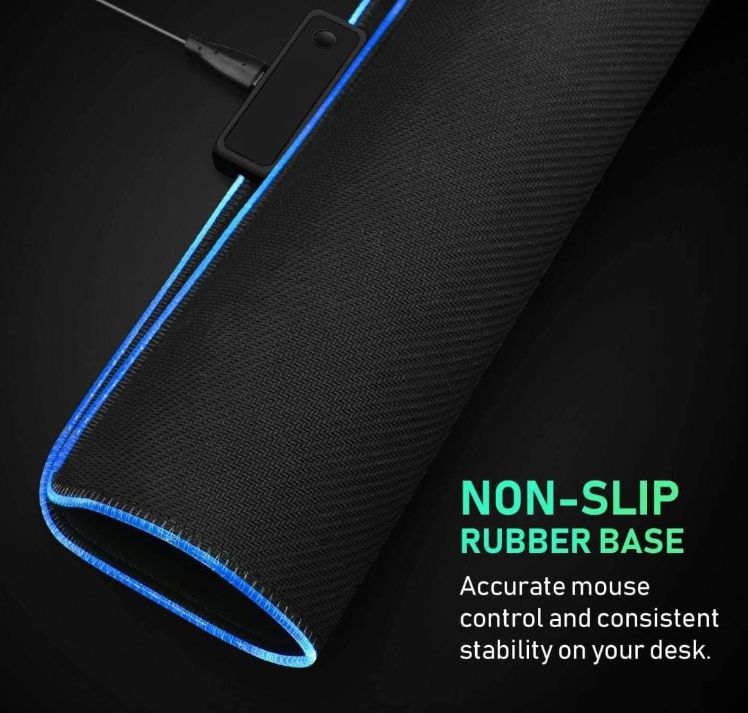 Large RGB Mouse Pad AD-MP-239 with extended desk pad, 14 lighting modes, non-slip base, suitable for PC and Laptop.