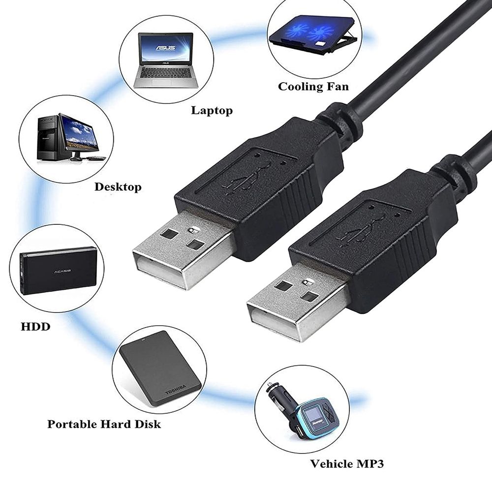 3-meter USB 2.0 male to male data transfer cable crafted with PVC and copper for improved longevity and compatibility with USB devices