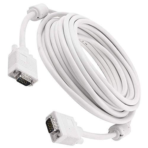 Durable 15 meter male-to-male VGA cable, suitable for PC monitors, LCD, LED displays, and projectors