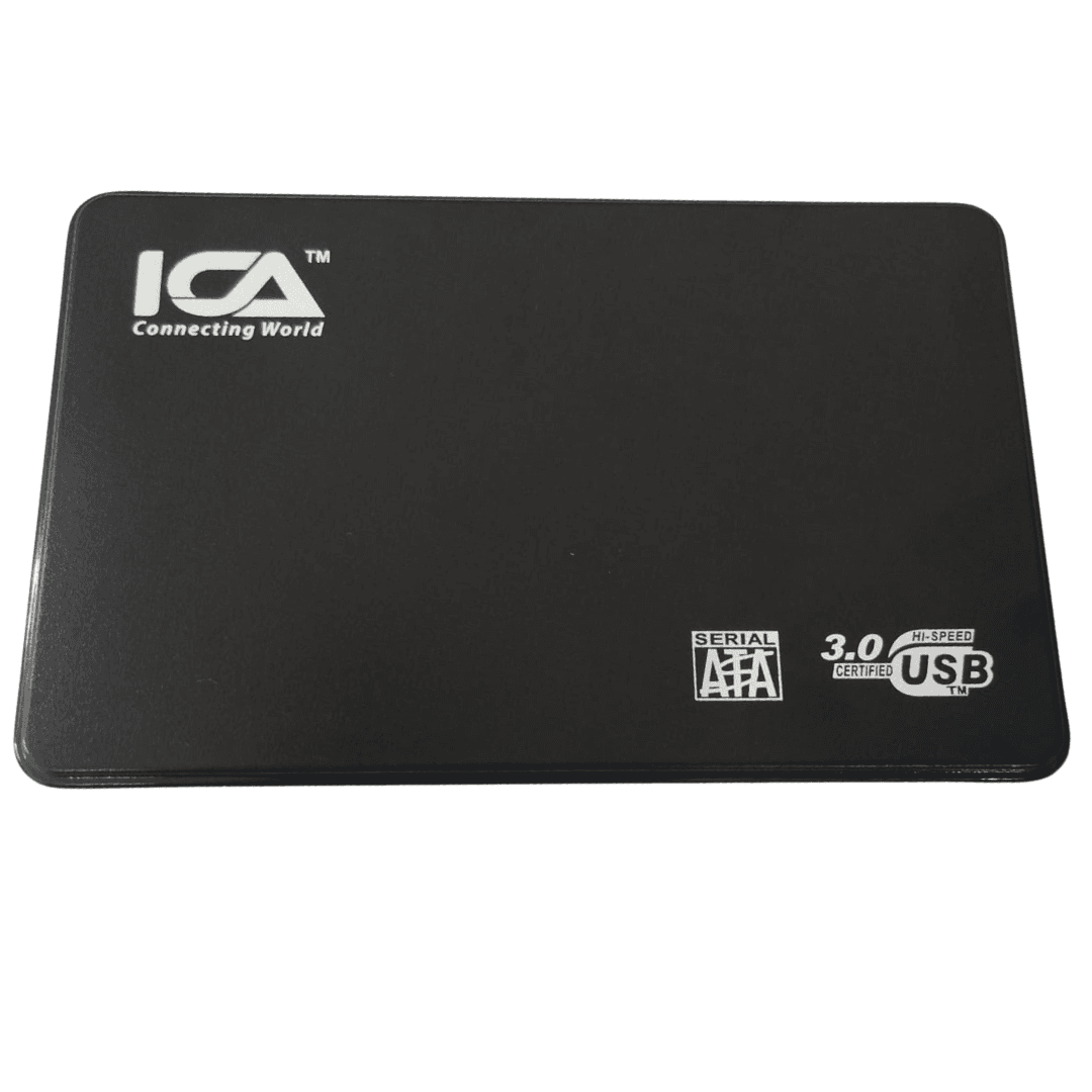 Portable 2.5 Inch USB 3.0 HDD and SSD Enclosure, made of plastic, compatible with RJ45 and RJ11 cables, and features high-speed data transfer