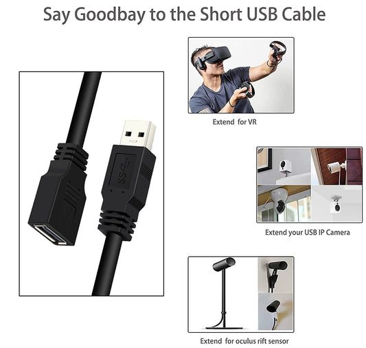 3 meter Type A USB 2.0 extension cable, Male to Female, on sale, compatible with all USB devices, non-returnable