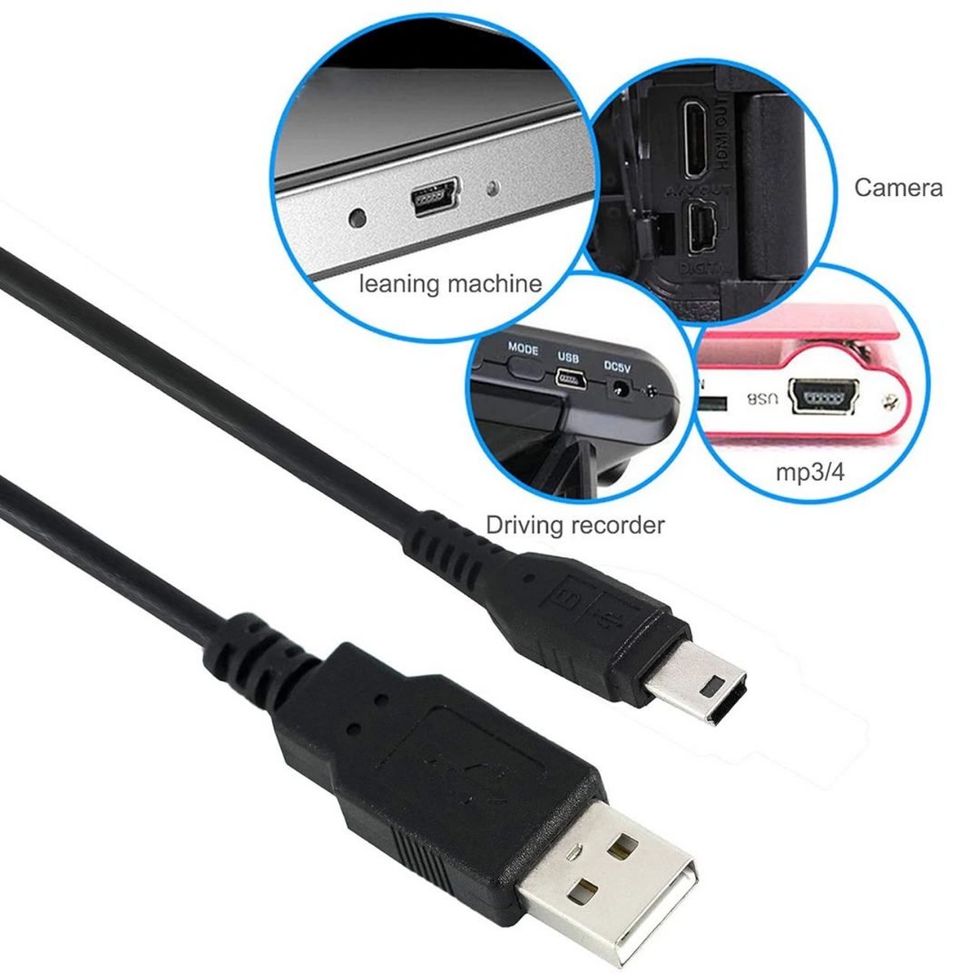 USB to Mini 5 pin B Cable for External HDDS Camera Card Readers (1.5 Meter)