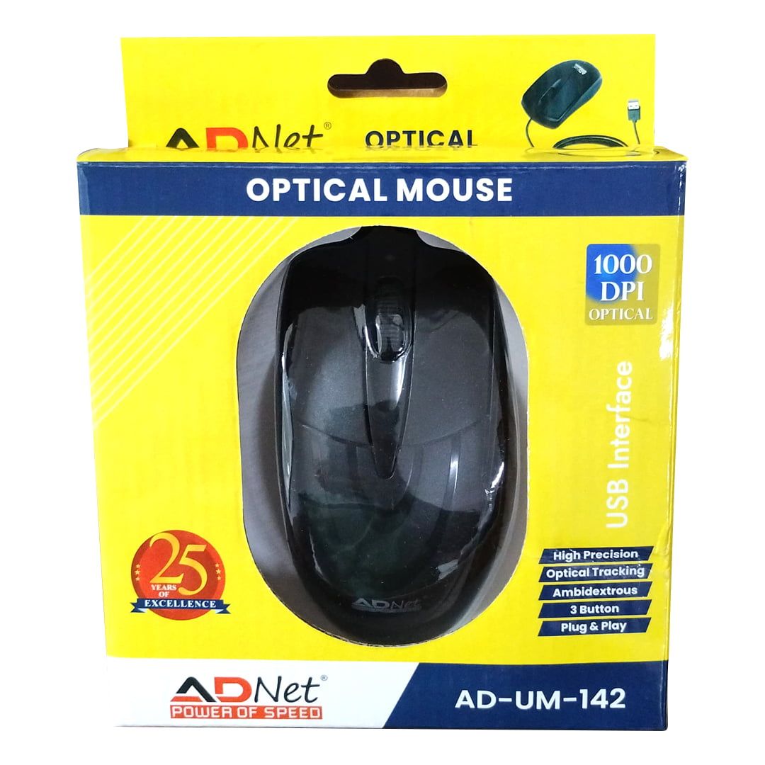 The AD-UM-142 High Precision Mouse offers an ergonomic design for smooth tracking, perfect for gaming or office work.