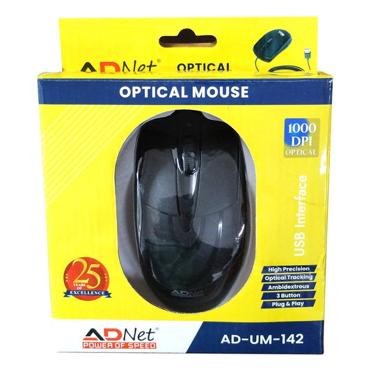 The AD-UM-142 High Precision Mouse offers an ergonomic design for smooth tracking, perfect for gaming or office work.