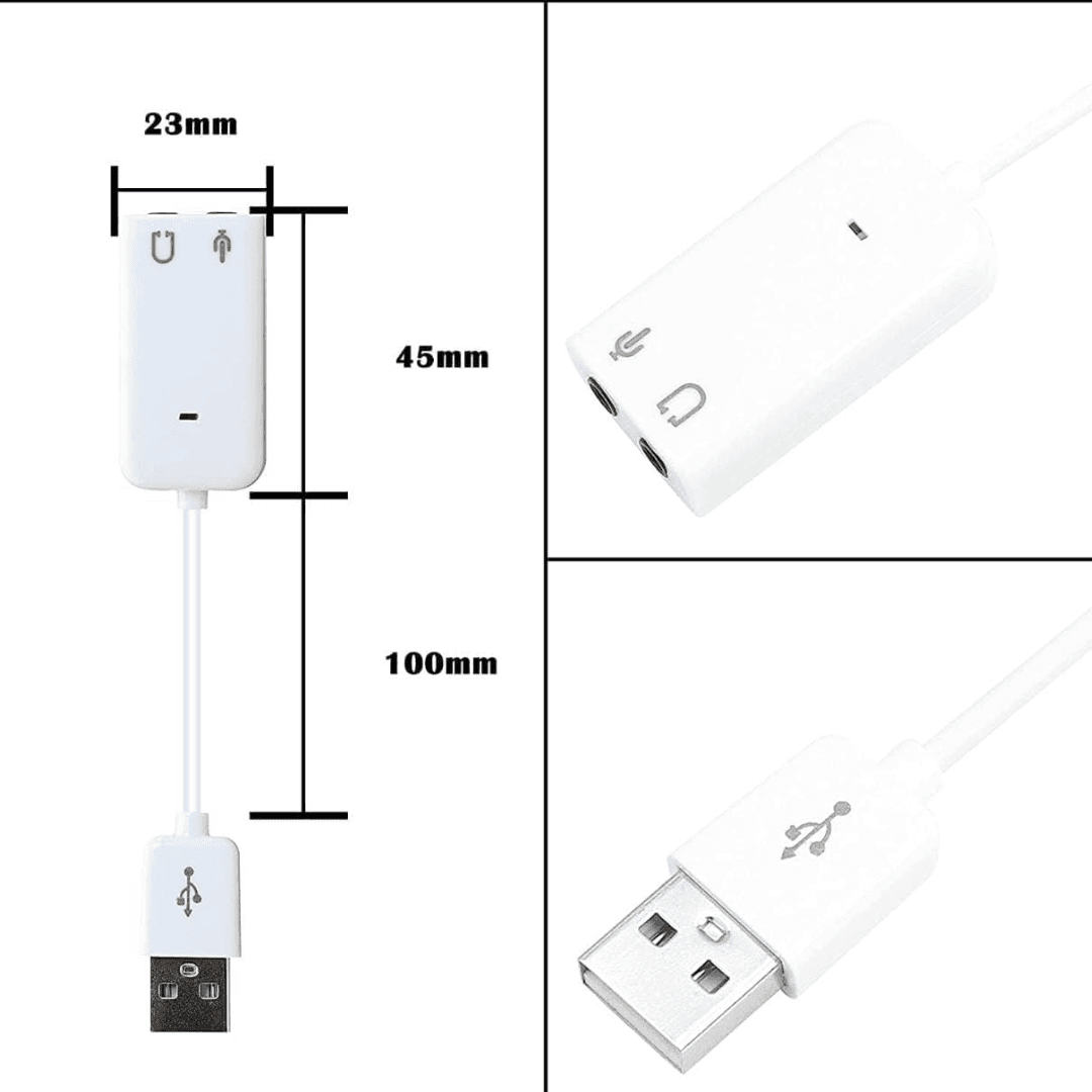 7.1 Channel AD-226 USB Sound Card, 5Hv2 Sound Card with Audio Adapter, Mic and 3.5mm headphone socket for PC and Laptop