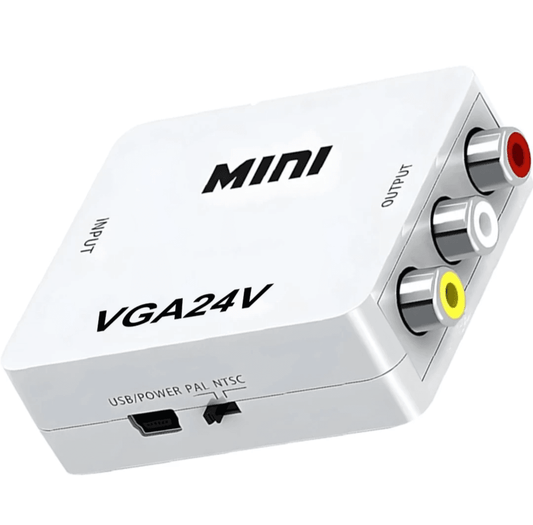 Durable 1080P VGA to AV converter with audio - ideal for PCs, laptops, and AV devices with a blend of ABS plastic, metal, and PVC