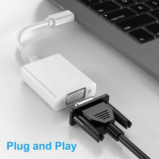 Plastic USB-C VGA adapter, Type-C to VGA 6 inches cable, PC and Laptop VGA converter from USB Dongle collection