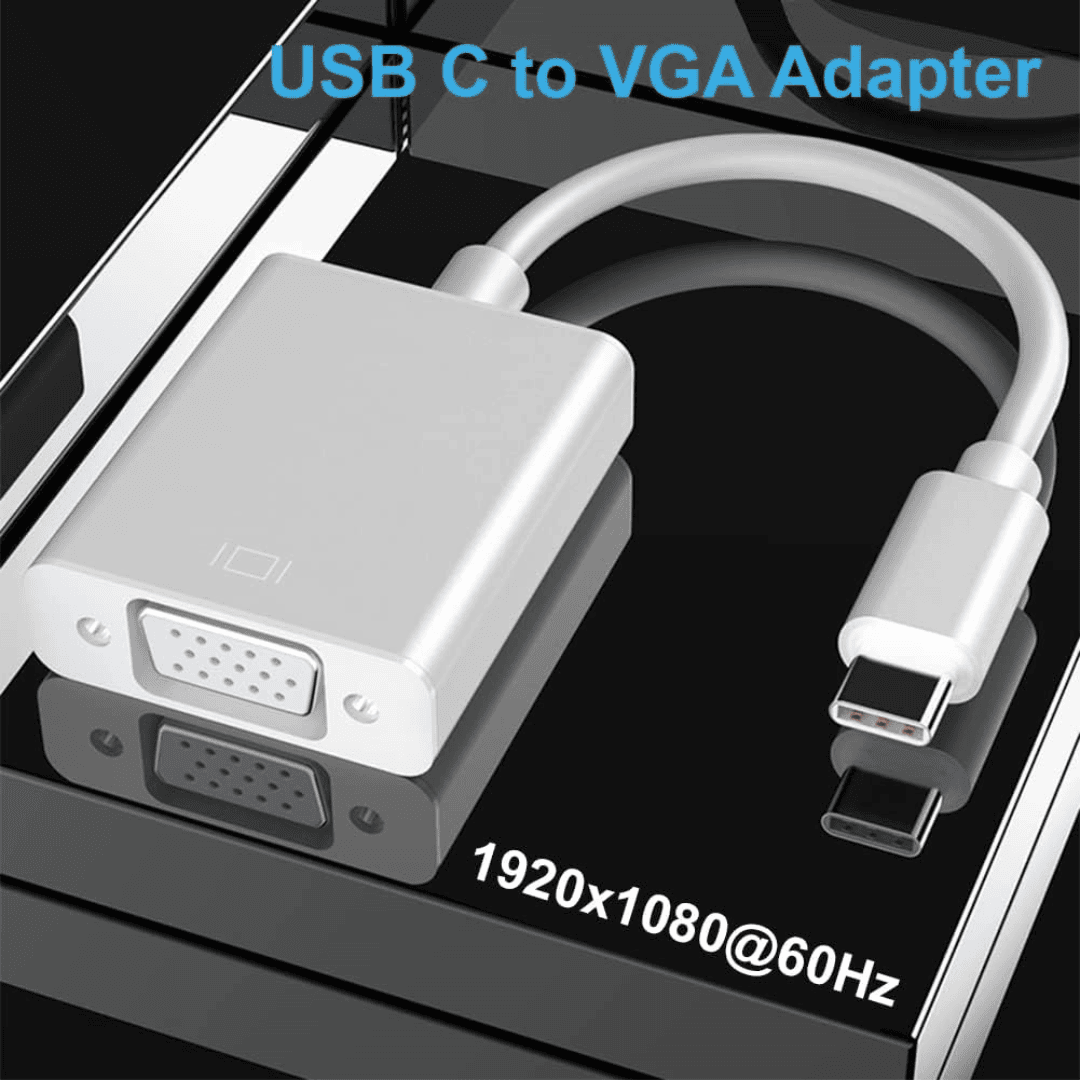 Plastic USB-C VGA adapter, Type-C to VGA 6 inches cable, PC and Laptop VGA converter from USB Dongle collection