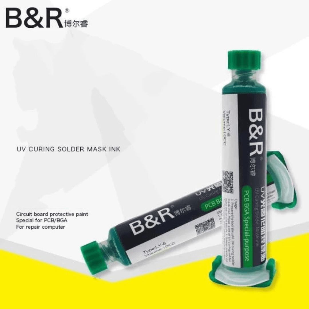 Single B&R 10CC UV Curing Solder Mask Ink in green color for PCB BGA circuit board protection.