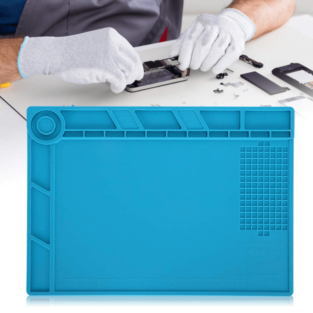 B-901 Workbench Mat, anti-static, heat insulation, soldering and electronics repair with magnetic screw holder feature, made of durable rubber