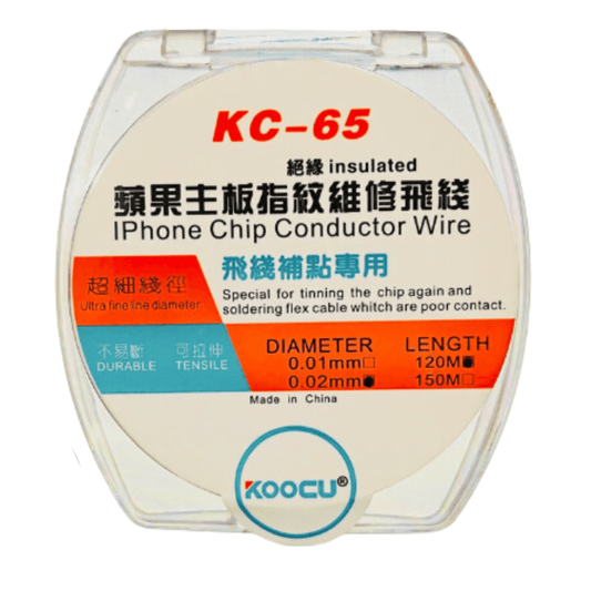 KC-65 durable and tensile jumper wire from Mobile Repair Tools, a metal iPhone chip conductor wire ideal for precision soldering in electronic repair.