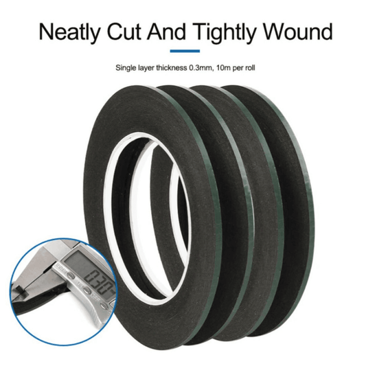 Black foam double-sided adhesive tape roll, durable and waterproof for industrial mounting and craft repair, part of repairing tools collection