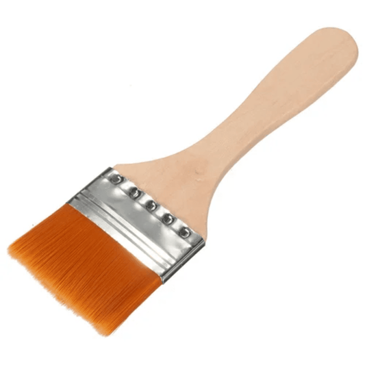 Wooden handle flat bristle brush from repairing tools collection, suited for painting and artistry, a single fine detail paintbrush.