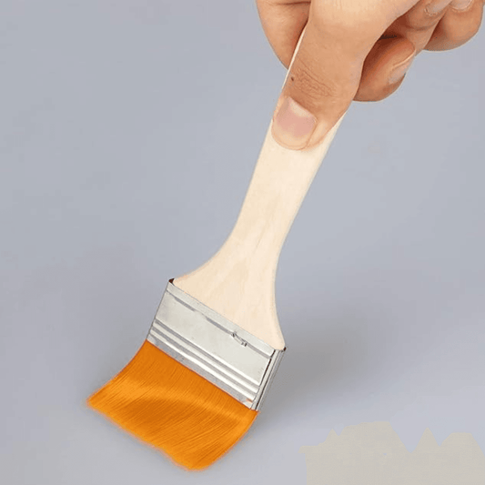 Wooden handle flat bristle brush from repairing tools collection, suited for painting and artistry, a single fine detail paintbrush.