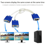 300V VGA Dual Monitor Splitter Y Cable for Computer Monitor