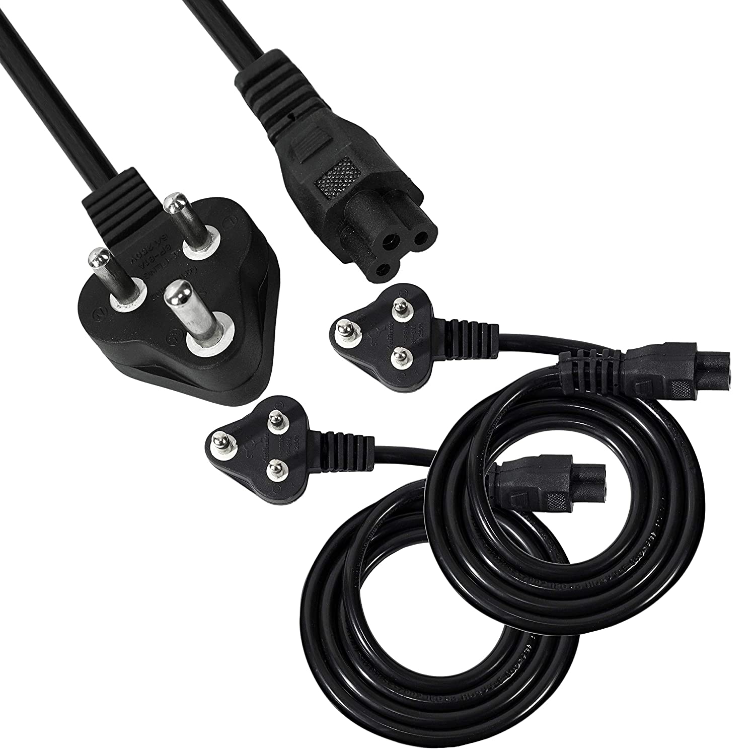 Yonkx's 1.5 Meter black PVC laptop power cable fitted with a 2-pin plug, compatible with laptop chargers