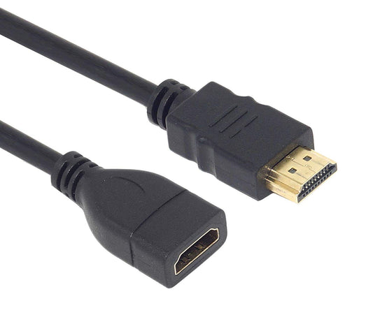 Black PVC HDMI 2.0 extension cable, male to female adapter, suitable for TV, projector, laptop, monitor