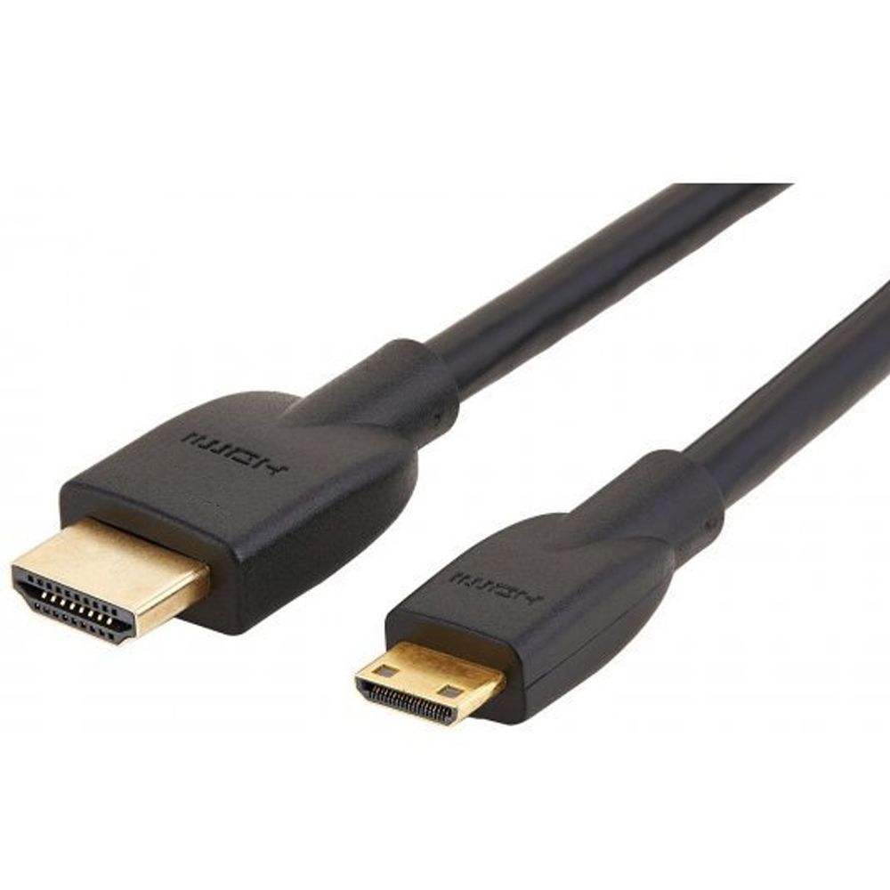 Black PVC HDMI to mini HDMI cable compatible with monitor, tablet, laptop, television, and projector on sale