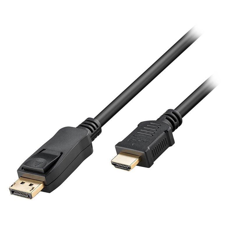 Black DisplayPort to HDMI male cable, PVC material, compatible with Desktop, Laptop, Monitors, Televisions, on sale and not returnable, DP HDMI connection adapter