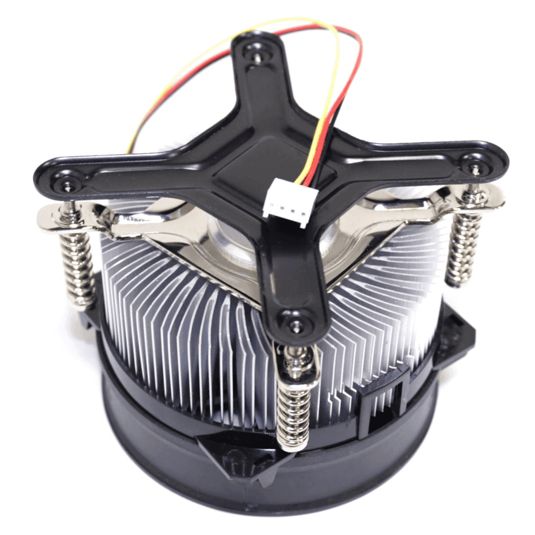 Black and Silver Generic CPU Fan A775, Standard size metal and plastic Pentium 4 Cooling Fan with 12 Volt 4-Pin connection, Efficient Heat Sink Fan for 3.4GHz CPU.