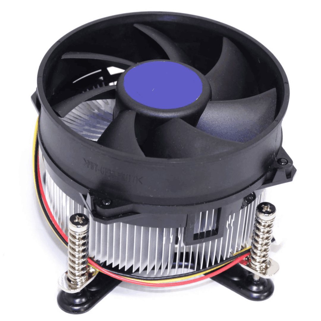 Black and Silver A775 CPU fan, Intel i3 cooling fan, and Pentium 4 processor cooler with 12 Volt voltage and 4-pin connector