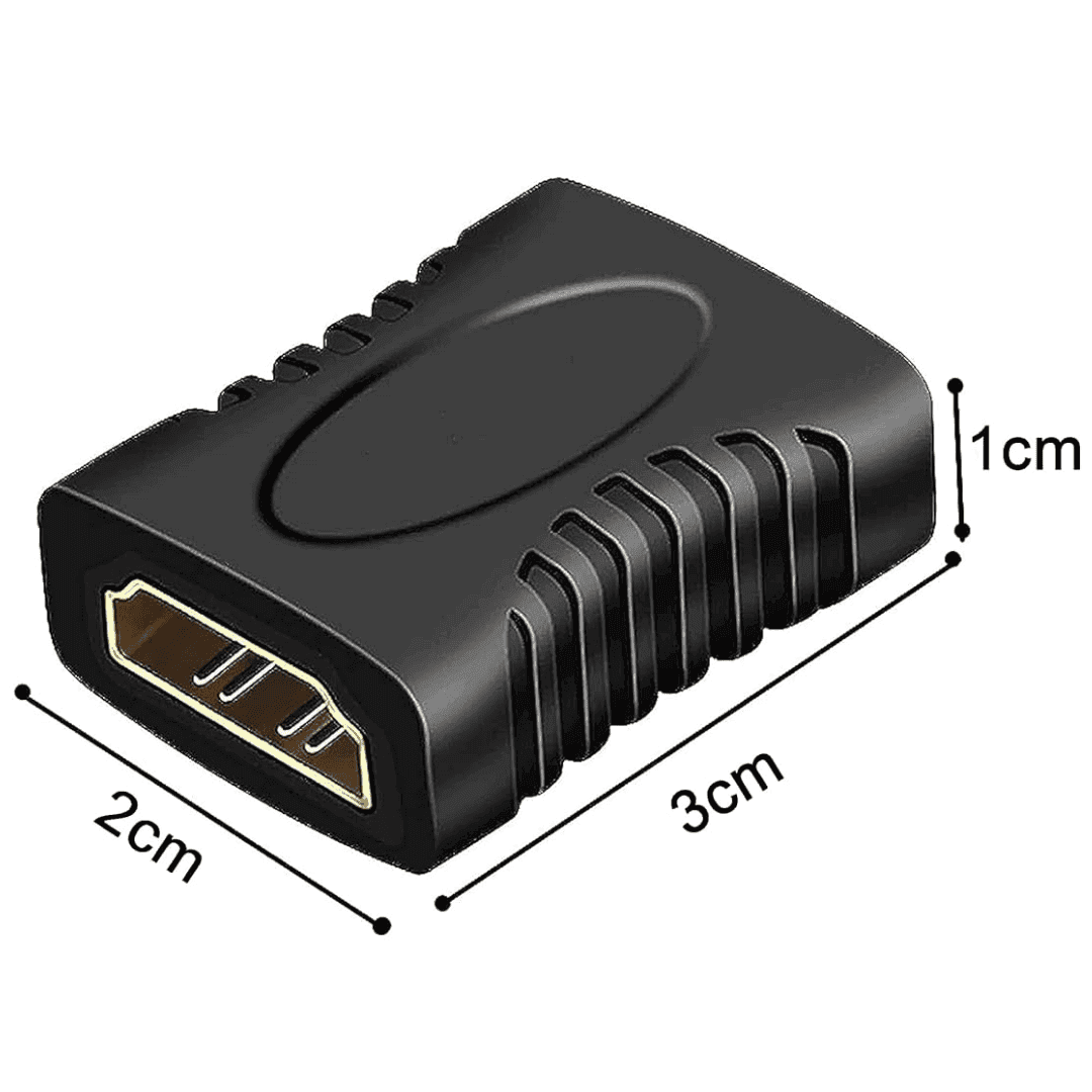 Compact Generic HDMI Joiner Extender made of plastic and metal in black, featuring high-speed data transfer - a connection type HDMI Female to HDMI Female, compatible with HDMI Type-A Cables