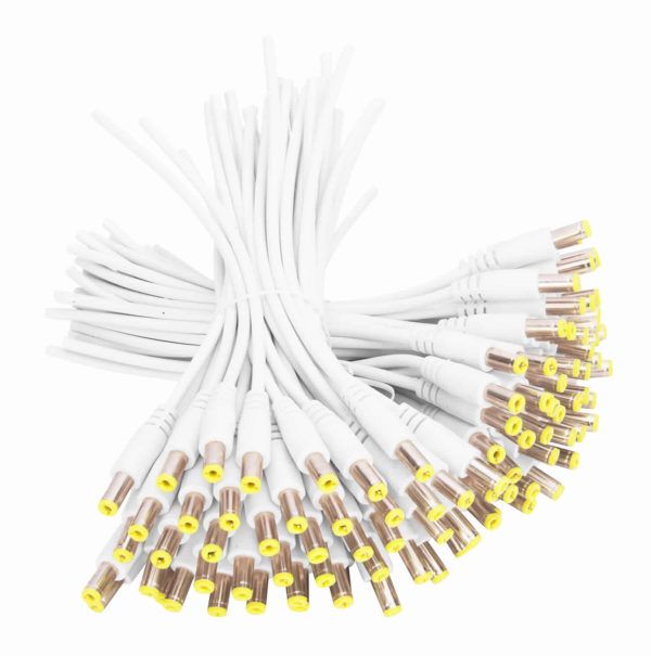 White, standard-sized durable DC cable for CCTV, compatible with CCTV cameras, generic brand.