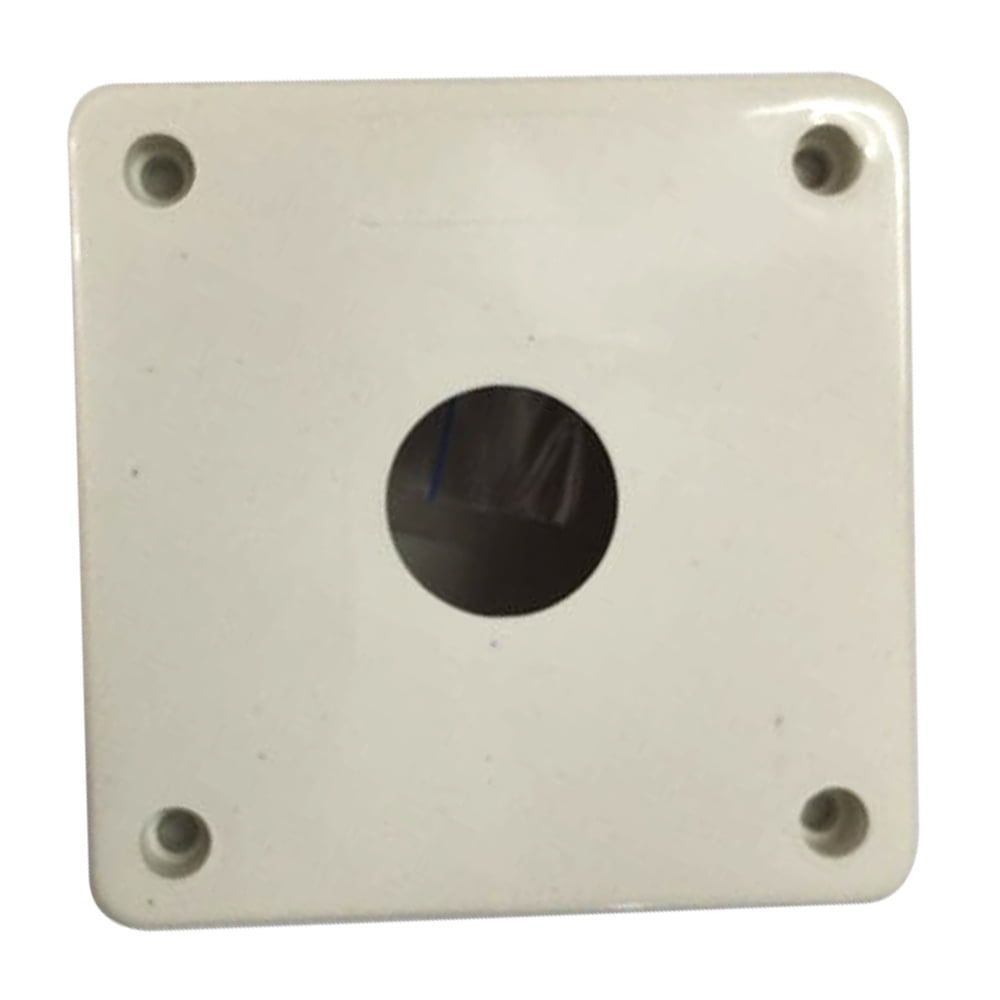 White, durable, weather-resistant PVC Square Junction Box measuring 10cm x 10cm, ideal for CCTV camera cable entry connections