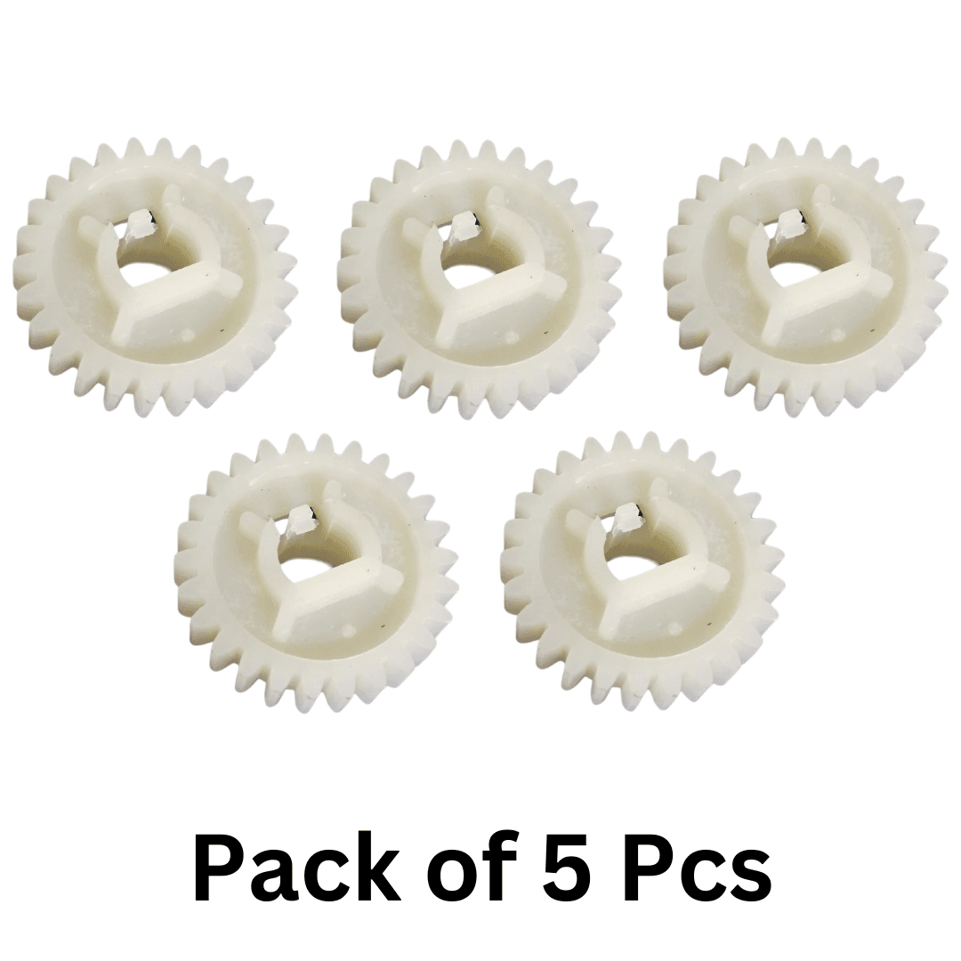 Pack of 5 Pressure Roller Gears, compatible with various HP LaserJet and Canon MF3010 printers, made of durable plastic