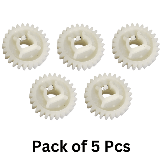 Pack of 5 Pressure Roller Gears, compatible with various HP LaserJet and Canon MF3010 printers, made of durable plastic