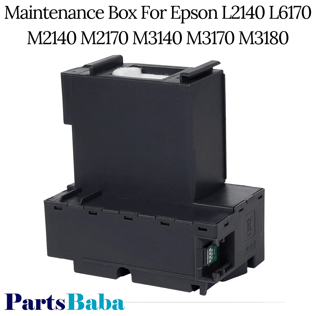 Epson's E04D1 Maintenance Box made of plastic, designed for waste ink collection in Epson M2170, L6170, M1170, M2140, M3140 and M3180 printers