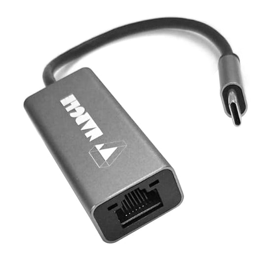 Compact USB Type-C to RJ45 Gigabit Ethernet Adapter in plastic, offering high-speed data transfer and wide compatibility with PCs and Laptops.