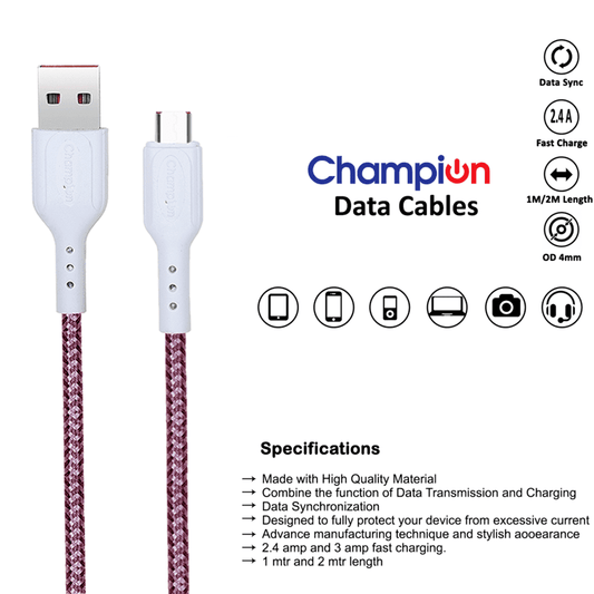 High-speed and durable white USB-C cable from Mobile cables collection, 1.25m in length, suitable for fast charging and data transfer on Android devices with Type-C pin